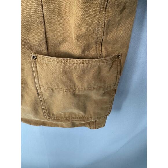 VTG Territory Ahead Jacket Mens Large Tan Duck Canvas Chore Aztec Lined Utility - Picture 8 of 16